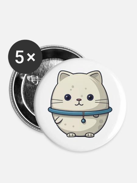 Weltraum-Katze Illustration - Buttons groß 56 mm (5er Pack) - Weiß