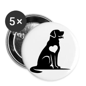 Labrador Love - Heart Dog Silhouette - Buttons large 2.2''/56 mm (5-pack) - white - Front