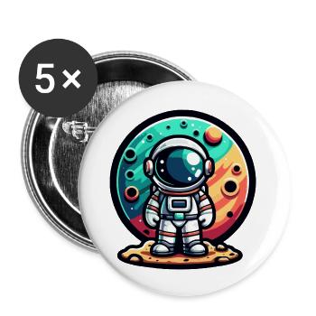 Kleiner Astronaut - Buttons groß 56 mm (5er Pack) - Weiß - Vorne