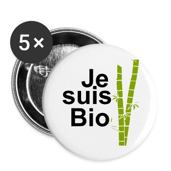Je suis bio - Lot de 5 grands badges (56 mm) - blanc - Devant