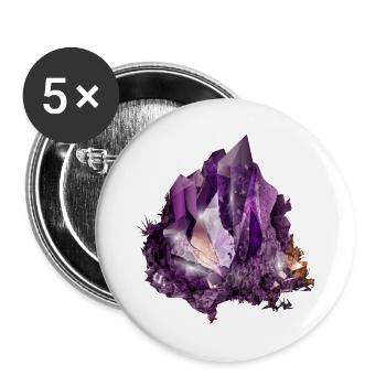leuchtendes violettes Amethyst Kristall Motiv - Buttons groß 56 mm (5er Pack) - Weiß - Vorne