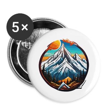 Berg / Alpen / Gipfel / Natur / Wald / Gestein - Buttons groß 56 mm (5er Pack) - Weiß - Vorne