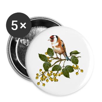 Bunter Vogel - Buttons groß 56 mm (5er Pack) - Weiß - Vorne