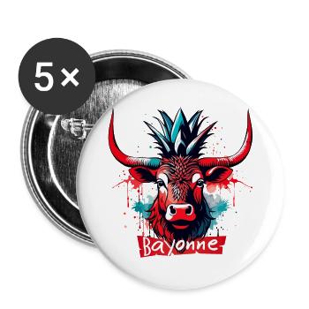 Féria de Bayonne ! Festayre - Lot de 5 grands badges (56 mm) - blanc - Devant