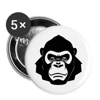 Harter Gorilla im Cartoon Stil - Buttons groß 56 mm (5er Pack) - Weiß - Vorne