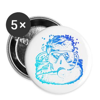 Hommes Scuba Diver Scuba Diving Femmes - Lot de 5 grands badges (56 mm) - blanc - Devant