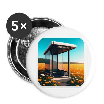 Bus stop in a field. - Buttons groß 56 mm (5er Pack) - Weiß - Vorne