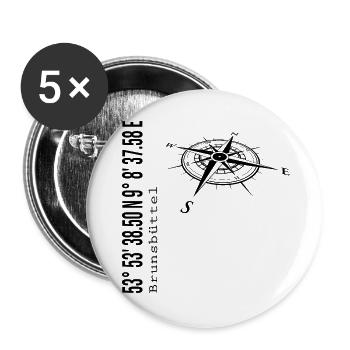 Koordinaten Brunsbüttel - Buttons groß 56 mm (5er Pack) - Weiß - Vorne