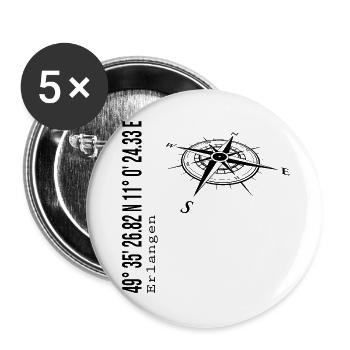 Koordinaten Erlangen - Buttons groß 56 mm (5er Pack) - Weiß - Vorne