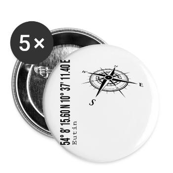 Koordinaten Eutin - Buttons groß 56 mm (5er Pack) - Weiß - Vorne