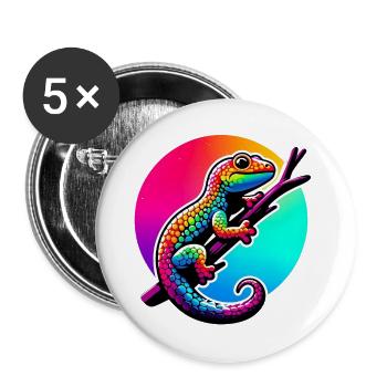 Gecko - Buttons groß 56 mm (5er Pack) - Weiß - Vorne