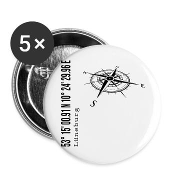 Koordinaten Lüneburg - Buttons groß 56 mm (5er Pack) - Weiß - Vorne