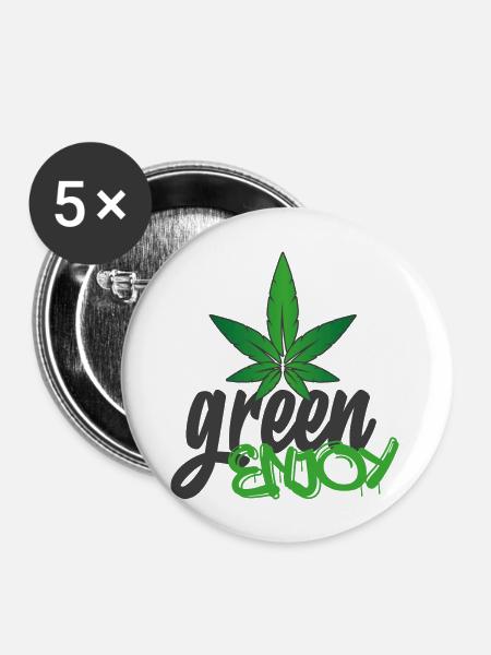 Green Enjoy - Buttons groß 56 mm (5er Pack) - Weiß