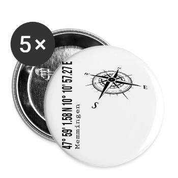 Koordinaten Memmingen - Buttons groß 56 mm (5er Pack) - Weiß - Vorne