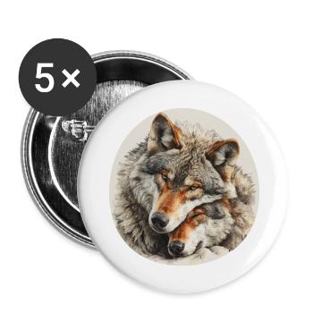 True Love Wolves - Buttons large 2.2''/56 mm (5-pack) - white - Front
