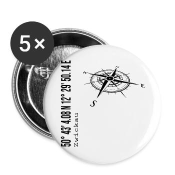 Koordinaten Zwickau - Buttons groß 56 mm (5er Pack) - Weiß - Vorne