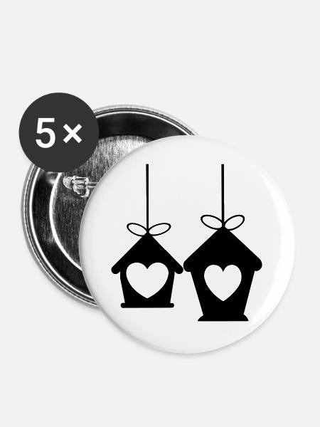 Vogelhaus - Buttons groß 56 mm (5er Pack) - Weiß