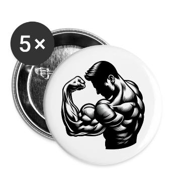 Flexing Biceps - Buttons groß 56 mm (5er Pack) - Weiß - Vorne