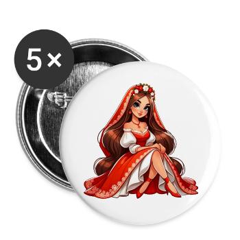 Ded Moroz Snegurotschka russischer Weihnachtsmann - Buttons groß 56 mm (5er Pack) - Weiß - Vorne