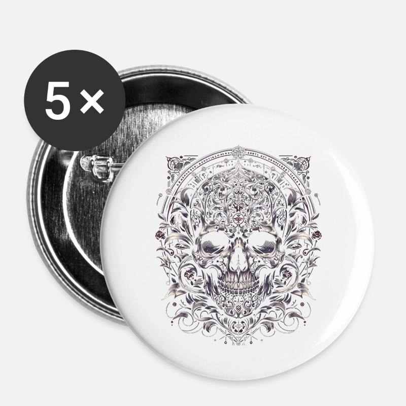 Baroque Skull Majesty - Buttons large 2.2''/56 mm (5-pack) - white
