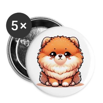 Digitale Illustration des niedlichen Pommerschen Hundes - Buttons groß 56 mm (5er Pack) - Weiß - Vorne