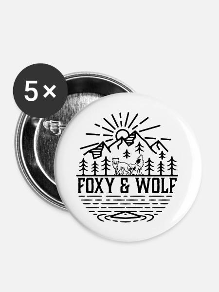 FOXY AND WOLF Pic 2 - Buttons groß 56 mm (5er Pack) - Weiß
