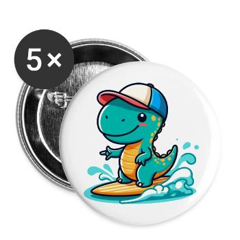 Designs For Kids – Lustige Dinosaurier - Buttons groß 56 mm (5er Pack) - Weiß - Vorne