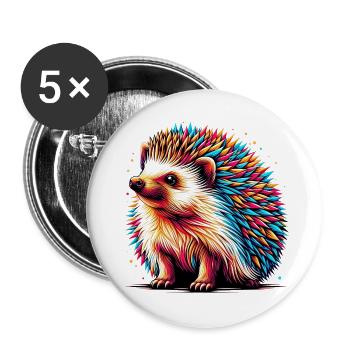 Igel - Buttons groß 56 mm (5er Pack) - Weiß - Vorne