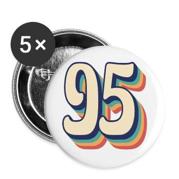 T-Shirt rétro Vintage numéro 95 quatre-vingt-quinze - Lot de 5 grands badges (56 mm) - blanc - Devant