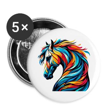 Horse - Buttons large 2.2''/56 mm (5-pack) - white - Front