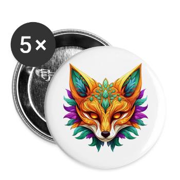 Mardi Gras Fox Portrait - Buttons large 2.2''/56 mm (5-pack) - white - Front