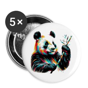 Panda - Buttons groß 56 mm (5er Pack) - Weiß - Vorne