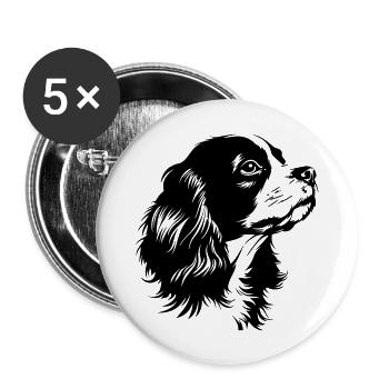 Cavalier King Charles Spaniel - Buttons large 2.2''/56 mm (5-pack) - white - Front