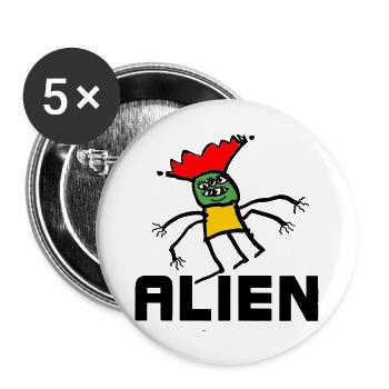 Außerirdischer - Buttons groß 56 mm (5er Pack) - Weiß - Vorne
