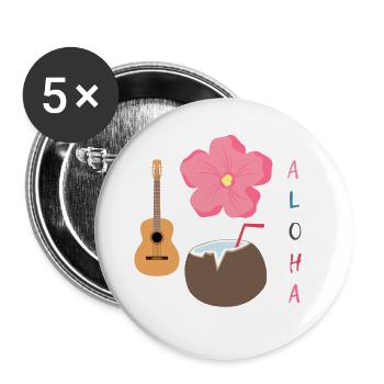 Hawaiian Harmony Designe - Buttons groß 56 mm (5er Pack) - Weiß - Vorne
