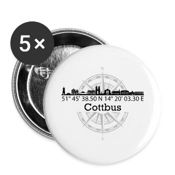 Koordinaten Cottbus - Buttons groß 56 mm (5er Pack) - Weiß - Vorne