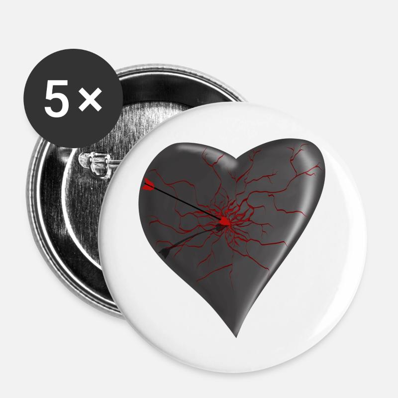 Heart Affected - Buttons large 2.2''/56 mm (5-pack) - white
