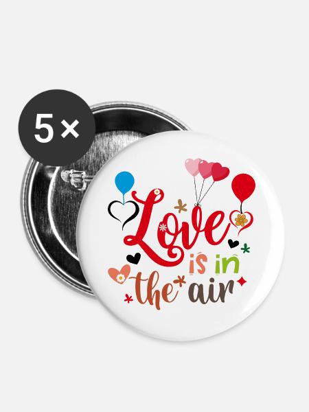 Liebe liegt in der Luft - Buttons groß 56 mm (5er Pack) - Weiß