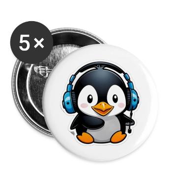 Cute Penguin - Buttons large 2.2''/56 mm (5-pack) - white - Front