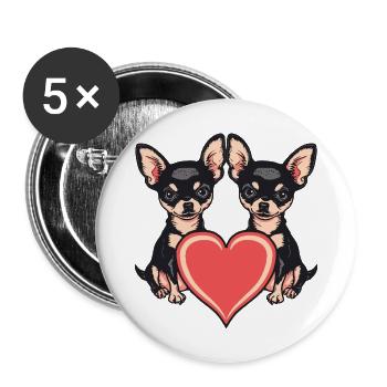 Chihuahua Dogs Couple Love Couple In Love - Buttons large 2.2''/56 mm (5-pack) - white - Front