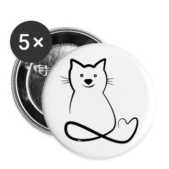 Katze/Cat Love Bo-Grafik - Buttons groß 56 mm (5er Pack) - Weiß - Vorne