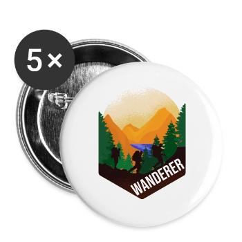 Wanderer - Buttons groß 56 mm (5er Pack) - Weiß - Vorne