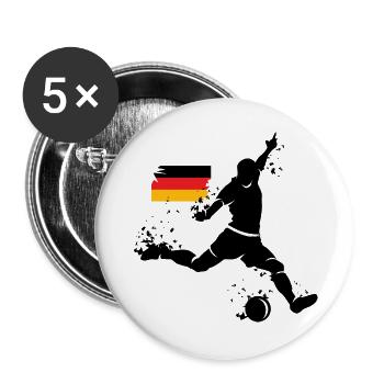 Fußball Deutschland Spieler Symbol Explosion EM - Buttons groß 56 mm (5er Pack) - Weiß - Vorne