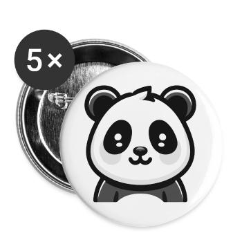 Panda Bear: Cartoon Theme - Buttons large 2.2''/56 mm (5-pack) - white - Front