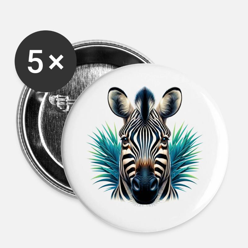 Zebra - Buttons groß 56 mm (5er Pack) - Weiß