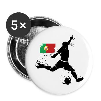 Fußball Spieler Explosion Portugal EM 2024 Symbol - Buttons groß 56 mm (5er Pack) - Weiß - Vorne