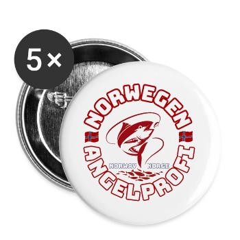 Norwegen Angellogo Fischrot - Buttons groß 56 mm (5er Pack) - Weiß - Vorne