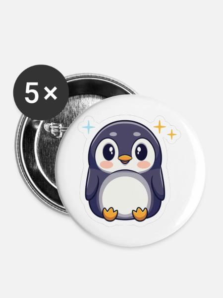 Pinguin-Liebhaber - Buttons groß 56 mm (5er Pack) - Weiß