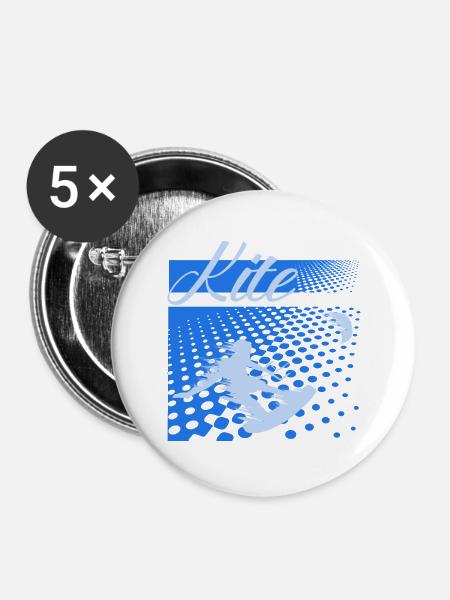 Kitsurfen - Buttons groß 56 mm (5er Pack) - Weiß