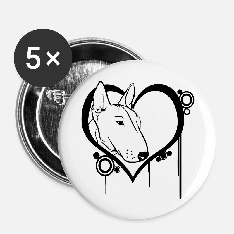 Bull Terrier at heart - Buttons large 2.2''/56 mm (5-pack) - white
